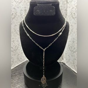 20” Necklace with leaf pendant and chain extender. Handmade by Mua.